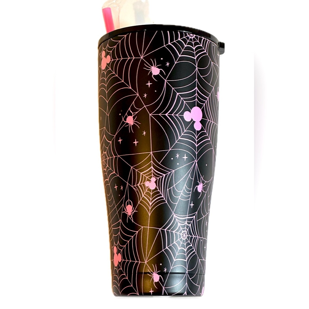 Mickey Mouse Head and Spiderwebs with 🕷️xtra large travel tumbler-pink and black